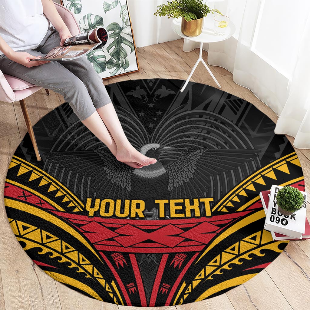 Custom Papua New Guinea Cricket Round Carpet PNG Emblem Mix Polyneisan Pattern LT9 - Polynesian Pride