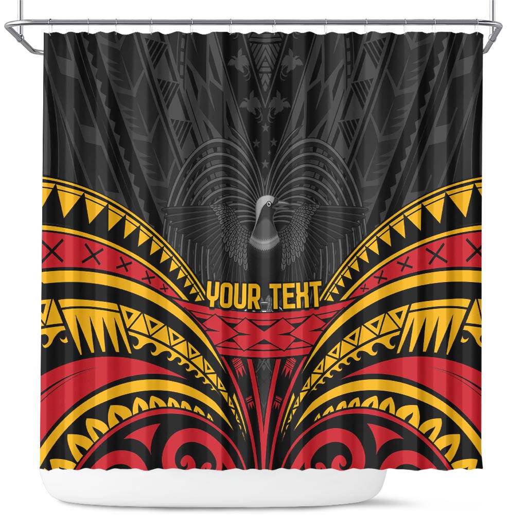 Custom Papua New Guinea Cricket Shower Curtain PNG Emblem Mix Polyneisan Pattern