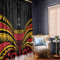Custom Papua New Guinea Cricket Window Curtain PNG Emblem Mix Polyneisan Pattern LT9 - Polynesian Pride