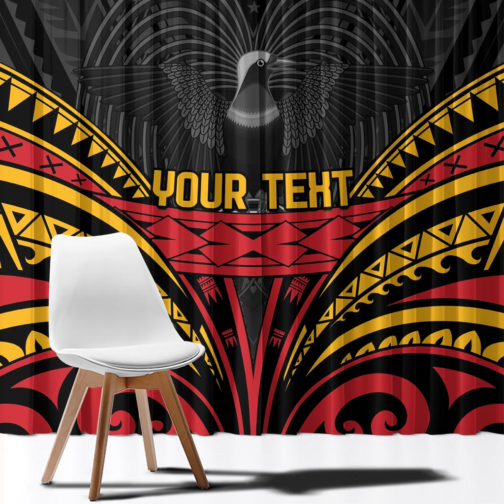 Custom Papua New Guinea Cricket Window Curtain PNG Emblem Mix Polyneisan Pattern LT9 - Polynesian Pride