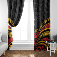 Custom Papua New Guinea Cricket Window Curtain PNG Emblem Mix Polyneisan Pattern LT9 - Polynesian Pride