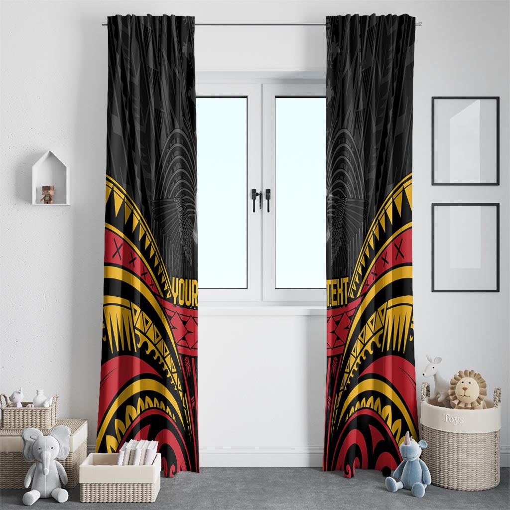 Custom Papua New Guinea Cricket Window Curtain PNG Emblem Mix Polyneisan Pattern LT9 - Polynesian Pride
