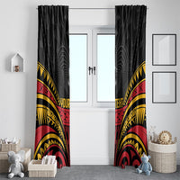 Custom Papua New Guinea Cricket Window Curtain PNG Emblem Mix Polyneisan Pattern LT9 - Polynesian Pride