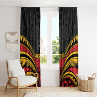 Custom Papua New Guinea Cricket Window Curtain PNG Emblem Mix Polyneisan Pattern LT9 - Polynesian Pride
