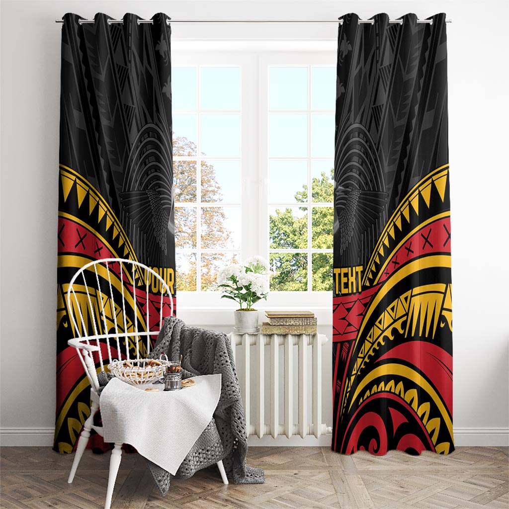 Custom Papua New Guinea Cricket Window Curtain PNG Emblem Mix Polyneisan Pattern LT9 - Polynesian Pride