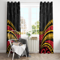 Custom Papua New Guinea Cricket Window Curtain PNG Emblem Mix Polyneisan Pattern LT9 - Polynesian Pride