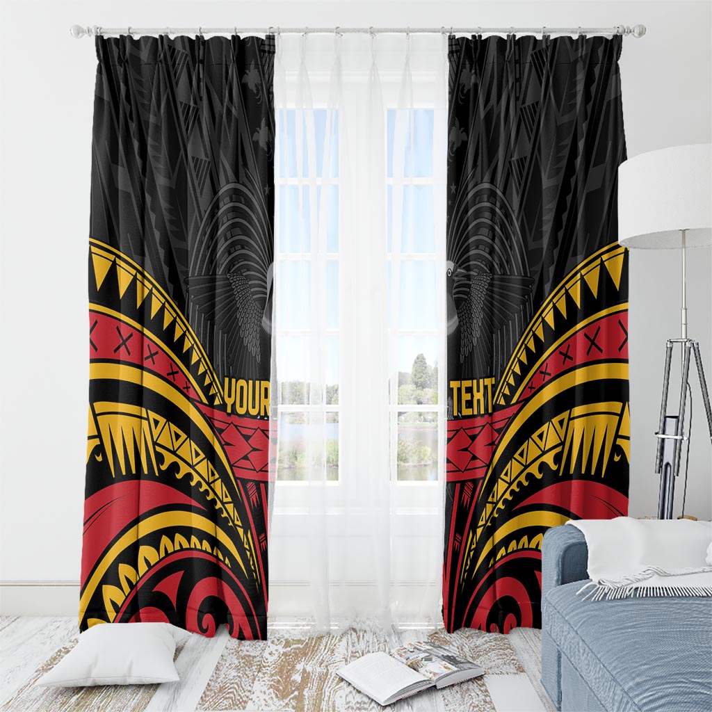 Custom Papua New Guinea Cricket Window Curtain PNG Emblem Mix Polyneisan Pattern LT9 - Polynesian Pride