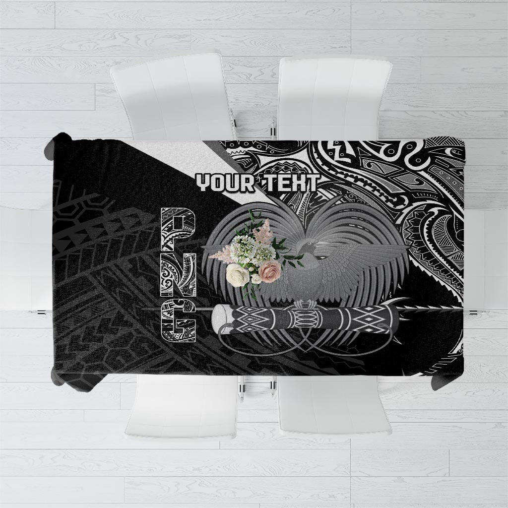 Custom Papua New Guinea Cricket Tablecloth Tribal Bird of Paradise Tattoo LT9 Black - Polynesian Pride