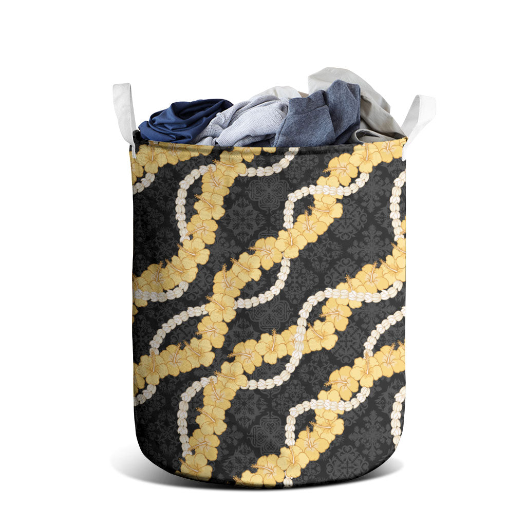 Aloha Melemele Hibiscus Pikake Lei Laundry Basket Hawaiian Quilt Pattern LT9 - Polynesian Pride