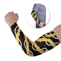 Aloha Melemele Hibiscus Pikake Lei Arm Sleeves Hawaiian Quilt Pattern LT9 Set of 2 Black - Polynesian Pride