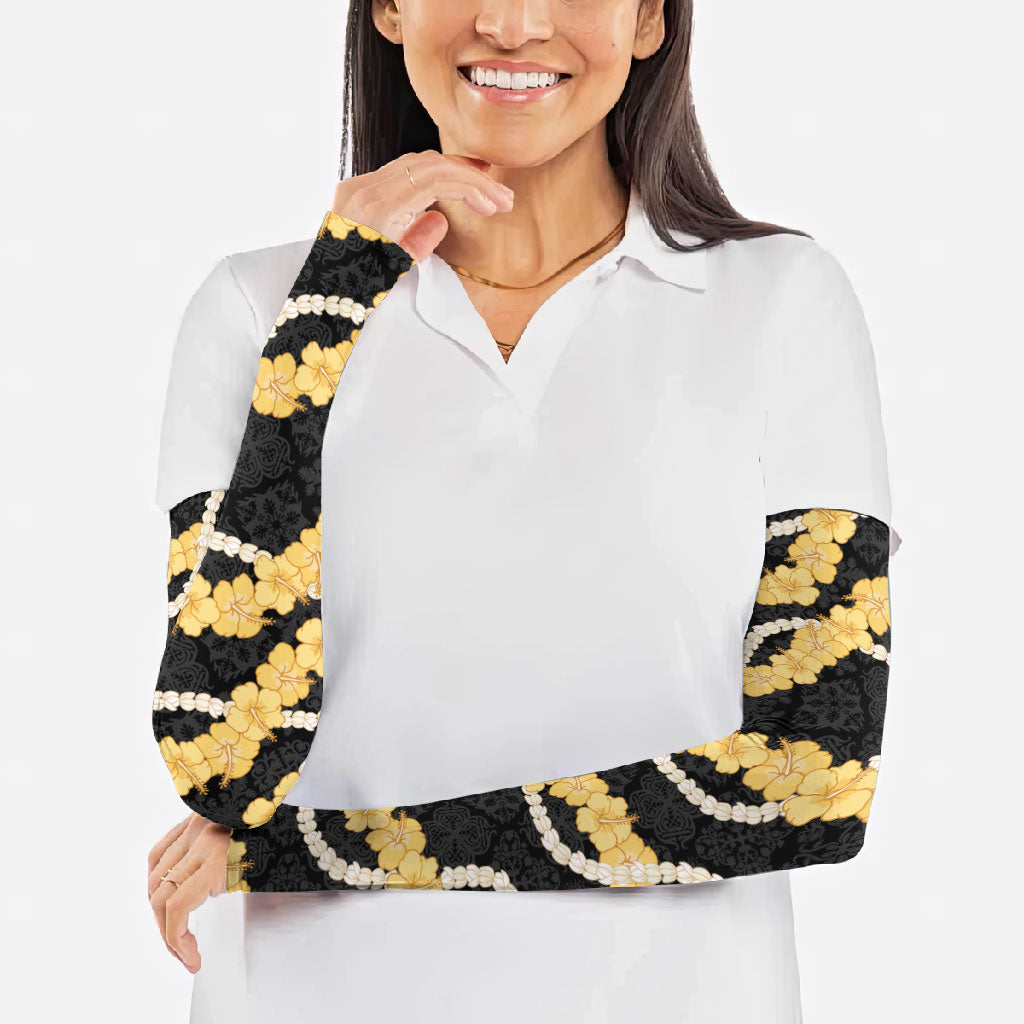 Aloha Melemele Hibiscus Pikake Lei Arm Sleeves Hawaiian Quilt Pattern LT9 - Polynesian Pride