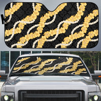 Aloha Melemele Hibiscus Pikake Lei Auto Sun Shade Hawaiian Quilt Pattern LT9 Black - Polynesian Pride