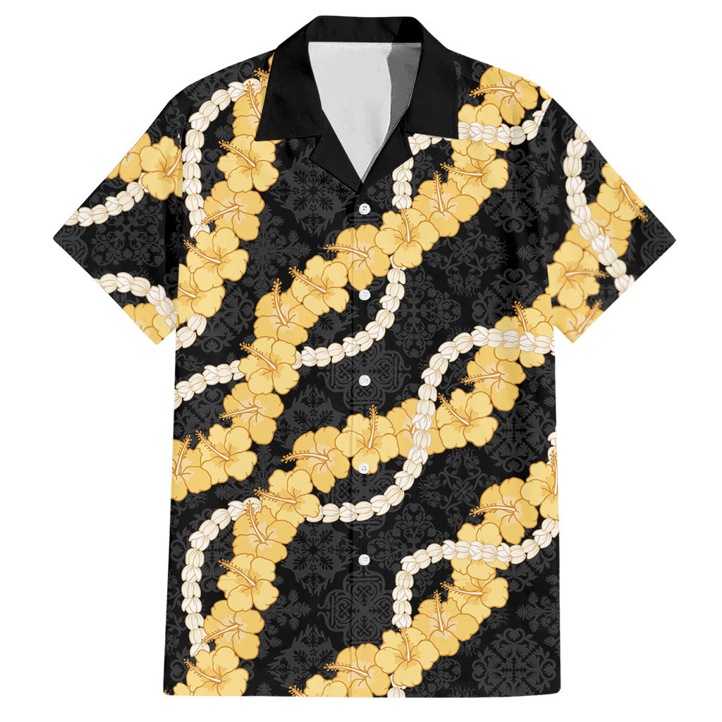 Aloha Melemele Hibiscus Pikake Lei Hawaiian Shirt Hawaiian Quilt Pattern LT9 Black - Polynesian Pride