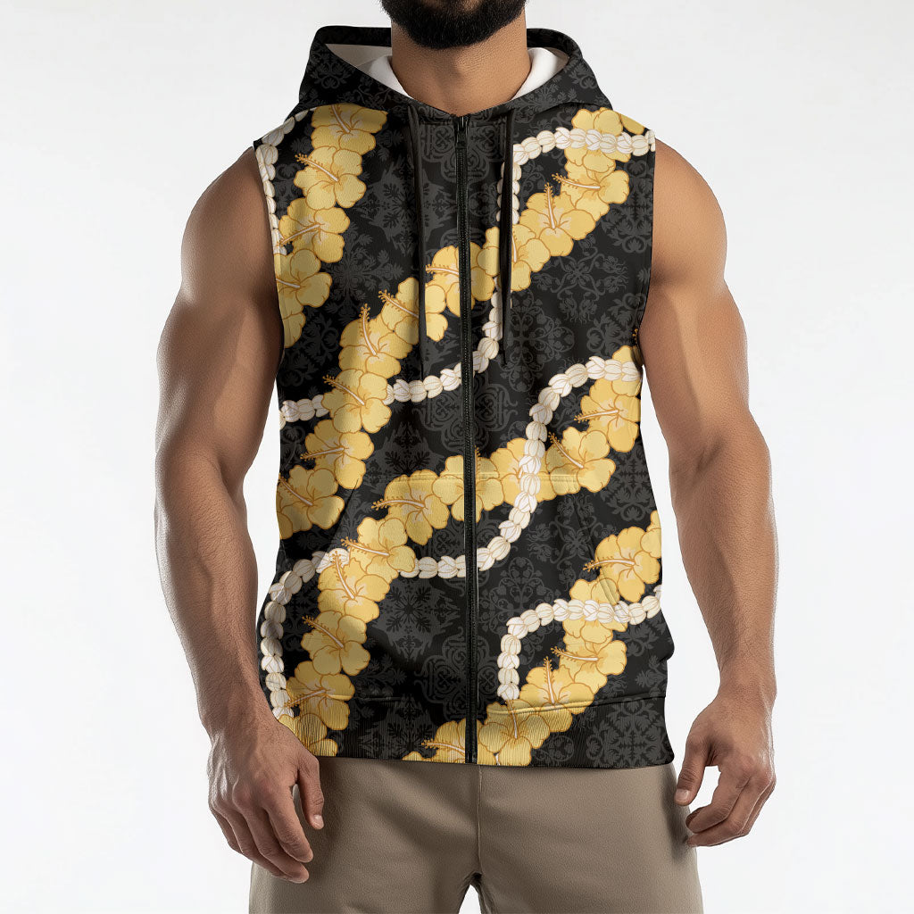 Aloha Melemele Hibiscus Pikake Lei Sleeveless Zip Hoodie Hawaiian Quilt Pattern LT9 - Polynesian Pride