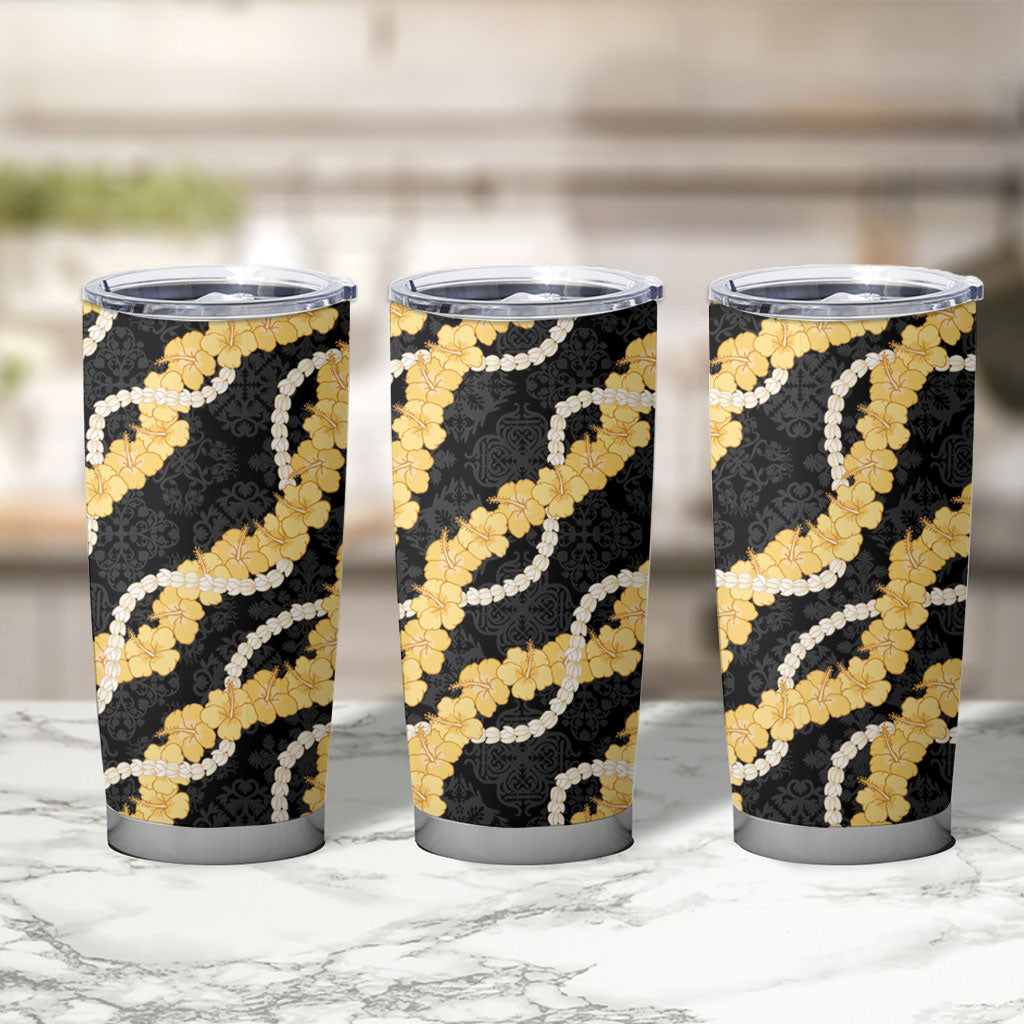 Aloha Melemele Hibiscus Pikake Lei Tumbler Cup Hawaiian Quilt Pattern LT9 - Polynesian Pride