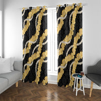 Aloha Melemele Hibiscus Pikake Lei Window Curtain Hawaiian Quilt Pattern LT9 With Grommets Black - Polynesian Pride
