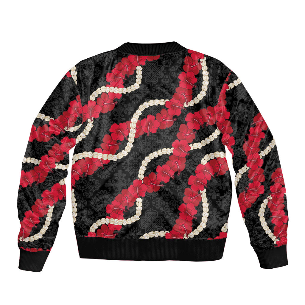 Aloha Ula'ula Hibiscus Pikake Lei Bomber Jacket Hawaiian Quilt Pattern LT9 - Polynesian Pride