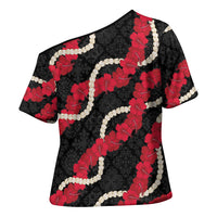 Aloha Ula'ula Hibiscus Pikake Lei Cross Shoulder Shirt Hawaiian Quilt Pattern LT9 - Polynesian Pride