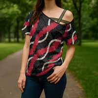 Aloha Ula'ula Hibiscus Pikake Lei Cross Shoulder Shirt Hawaiian Quilt Pattern LT9 - Polynesian Pride