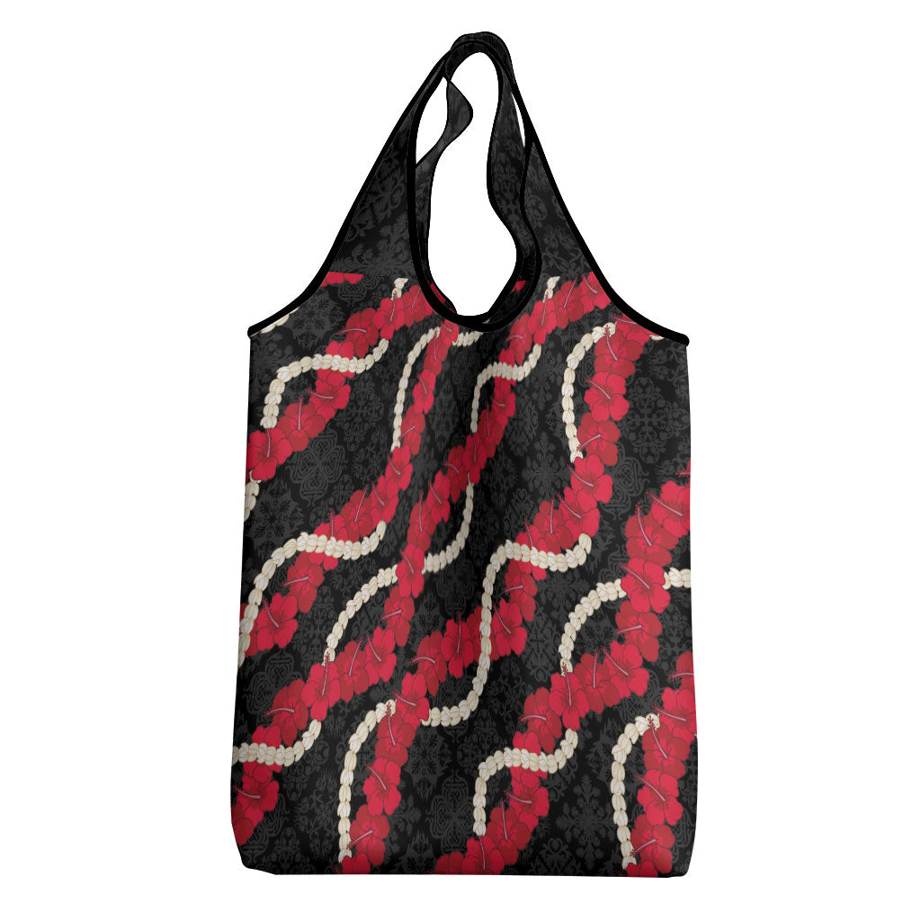 Aloha Ula'ula Hibiscus Pikake Lei Grocery Bag Hawaiian Quilt Pattern LT9 - Polynesian Pride