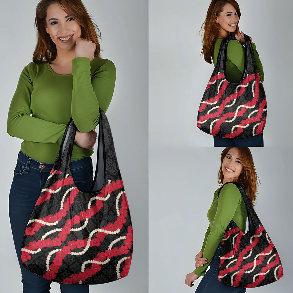 Aloha Ula'ula Hibiscus Pikake Lei Grocery Bag Hawaiian Quilt Pattern LT9 - Polynesian Pride