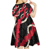 Aloha Ula'ula Hibiscus Pikake Lei Kid Short Sleeve Dress Hawaiian Quilt Pattern LT9 - Polynesian Pride