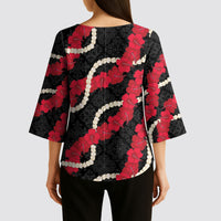Aloha Ula'ula Hibiscus Pikake Lei Kimono Sleeve Blouse Hawaiian Quilt Pattern LT9 - Polynesian Pride