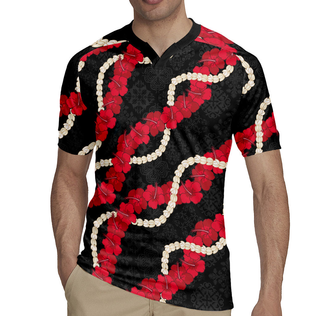 Aloha Ula'ula Hibiscus Pikake Lei Rugby Jersey Hawaiian Quilt Pattern LT9 - Polynesian Pride