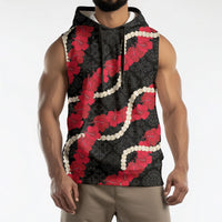 Aloha Ula'ula Hibiscus Pikake Lei Sleeveless Hoodie Hawaiian Quilt Pattern LT9 - Polynesian Pride