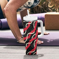 Aloha Ula'ula Hibiscus Pikake Lei Tumbler With Handle Hawaiian Quilt Pattern LT9 - Polynesian Pride