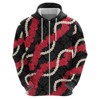 Aloha Ula'ula Hibiscus Pikake Lei Zip Hoodie Hawaiian Quilt Pattern LT9 - Polynesian Pride