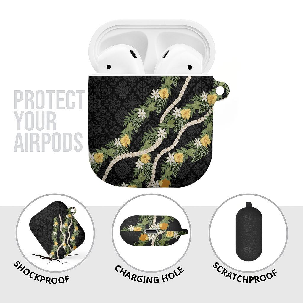 Puakenikeni Anthurium Pikake Lei AirPods Case Hawaiian Quilt Pattern LT9 - Polynesian Pride