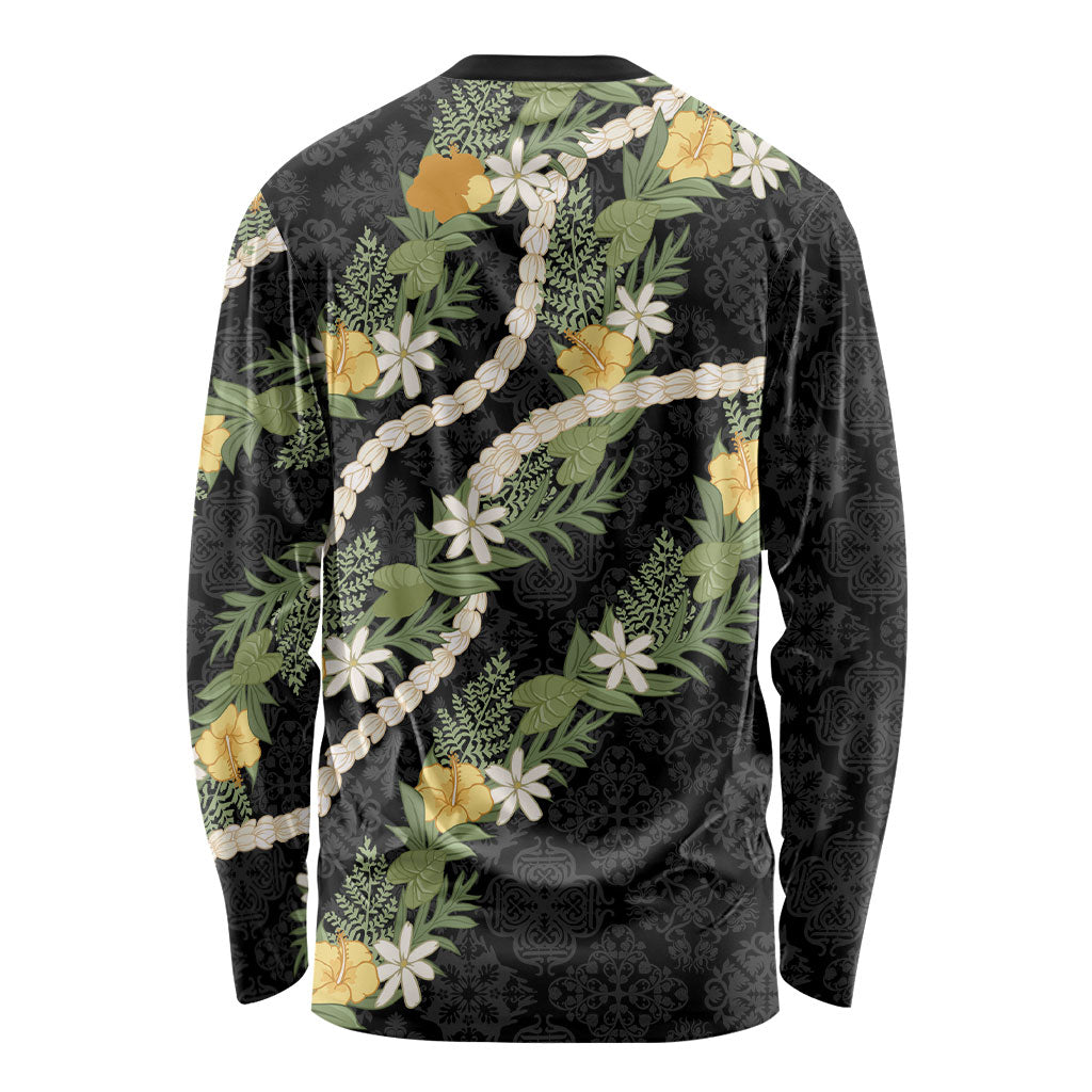Puakenikeni Anthurium Pikake Lei Long Sleeve Shirt Hawaiian Quilt Pattern LT9 - Polynesian Pride