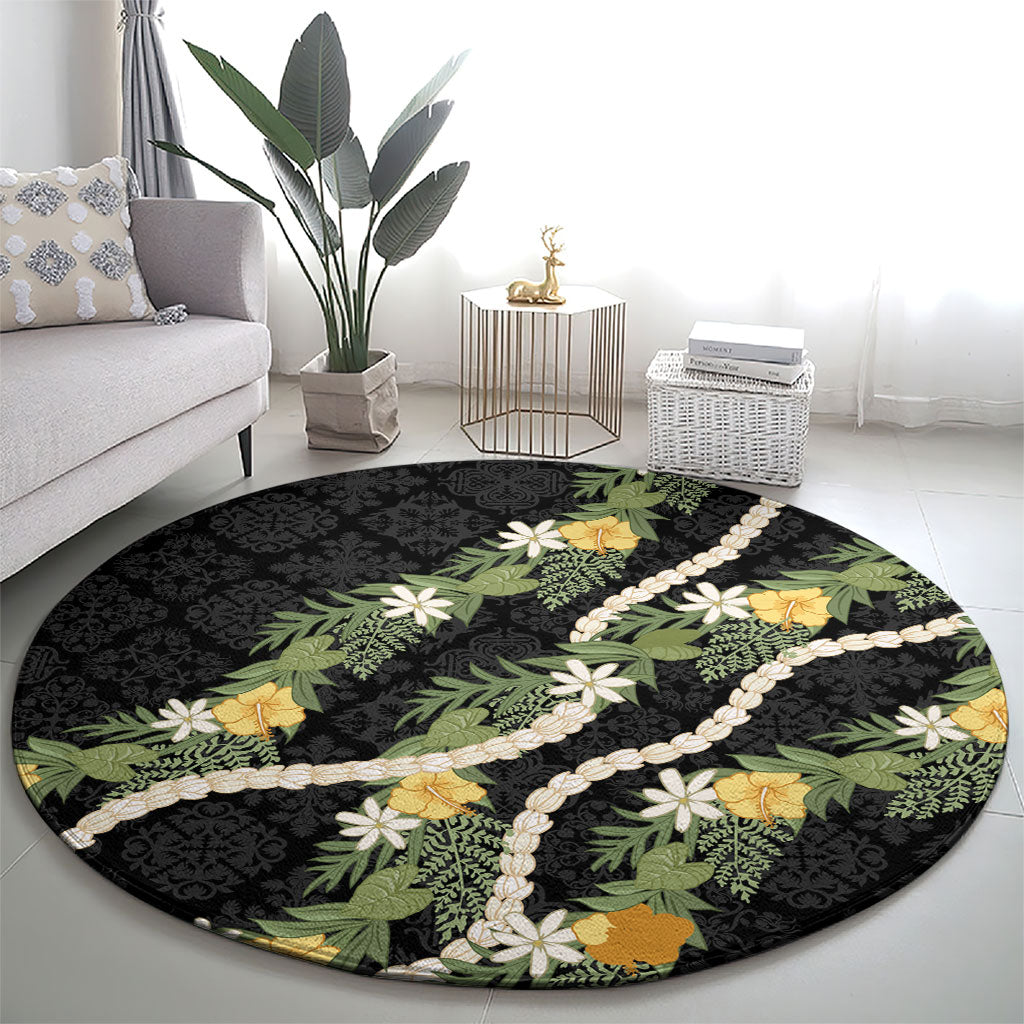 Puakenikeni Anthurium Pikake Lei Round Carpet Hawaiian Quilt Pattern LT9 - Polynesian Pride