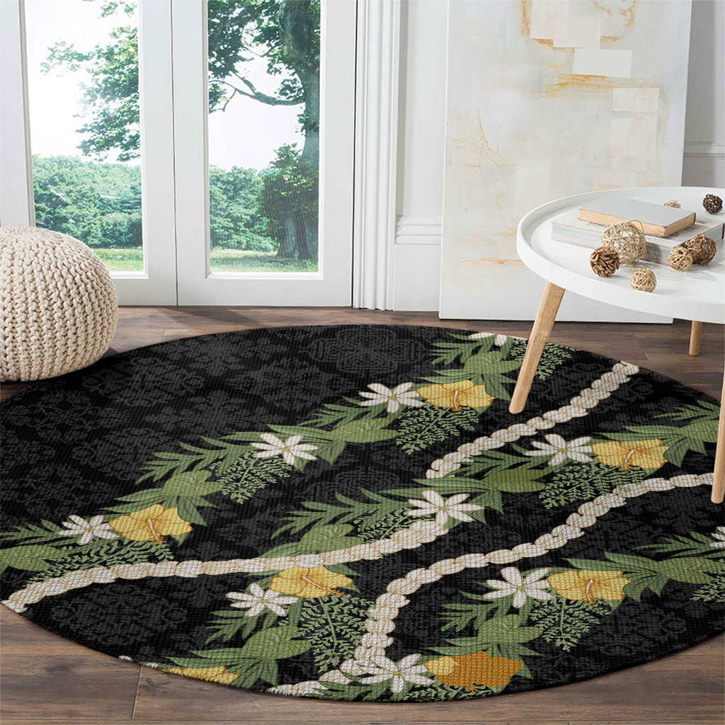 Puakenikeni Anthurium Pikake Lei Round Carpet Hawaiian Quilt Pattern LT9 - Polynesian Pride