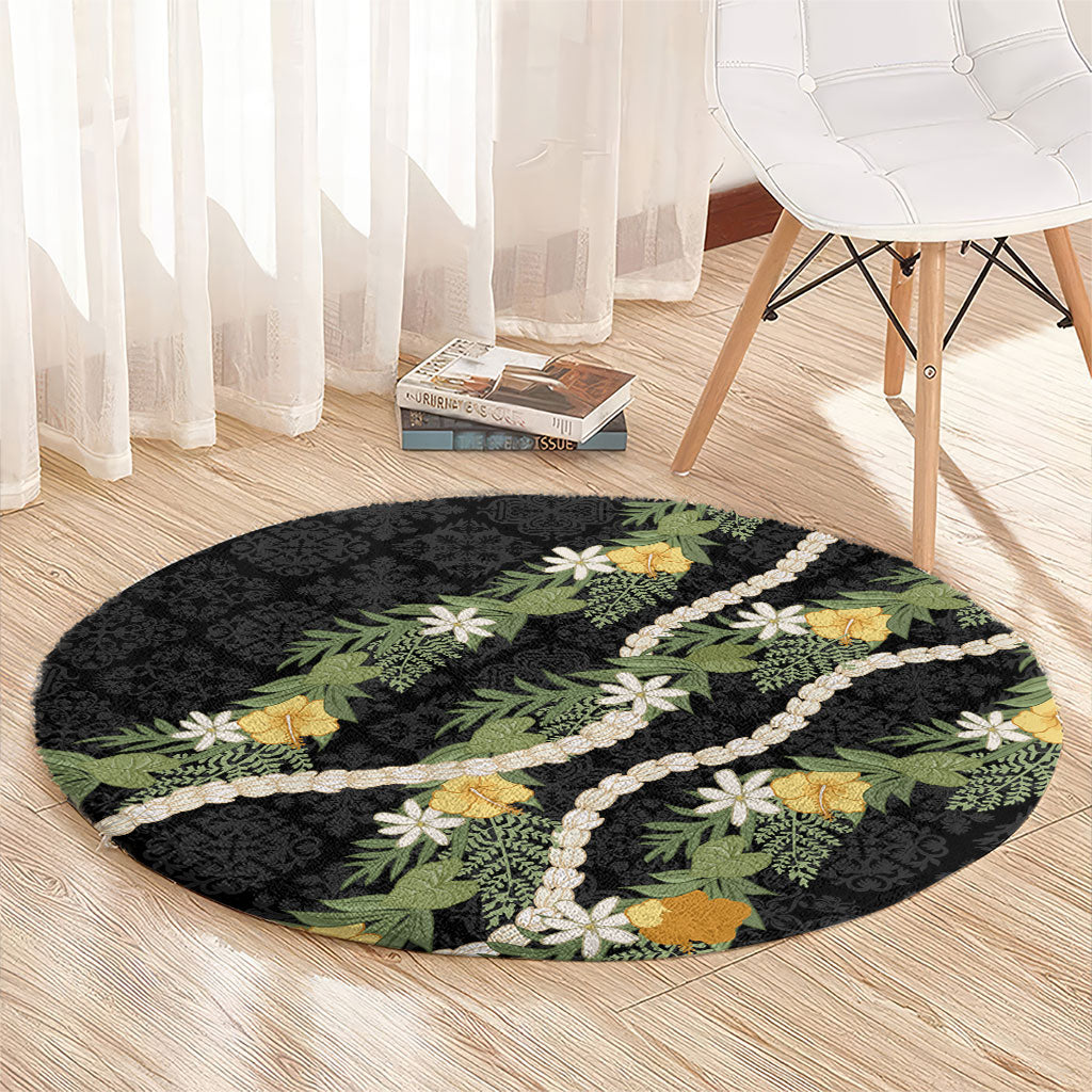 Puakenikeni Anthurium Pikake Lei Round Carpet Hawaiian Quilt Pattern LT9 - Polynesian Pride