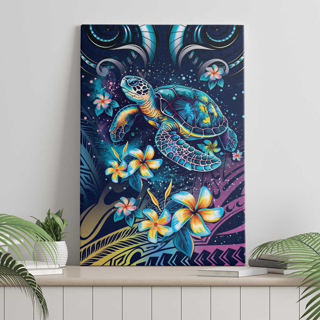 Plumeria Turtles Traditional Tribal Canvas Wall Art LT9 - Polynesian Pride
