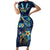 Plumeria Turtles Traditional Tribal Family Matching Short Sleeve Bodycon Dress and Hawaiian Shirt