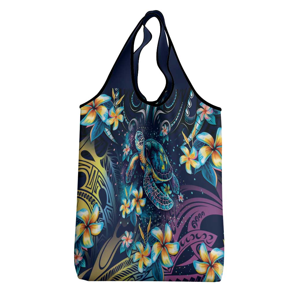 Plumeria Turtles Traditional Tribal Grocery Bag LT9 - Polynesian Pride
