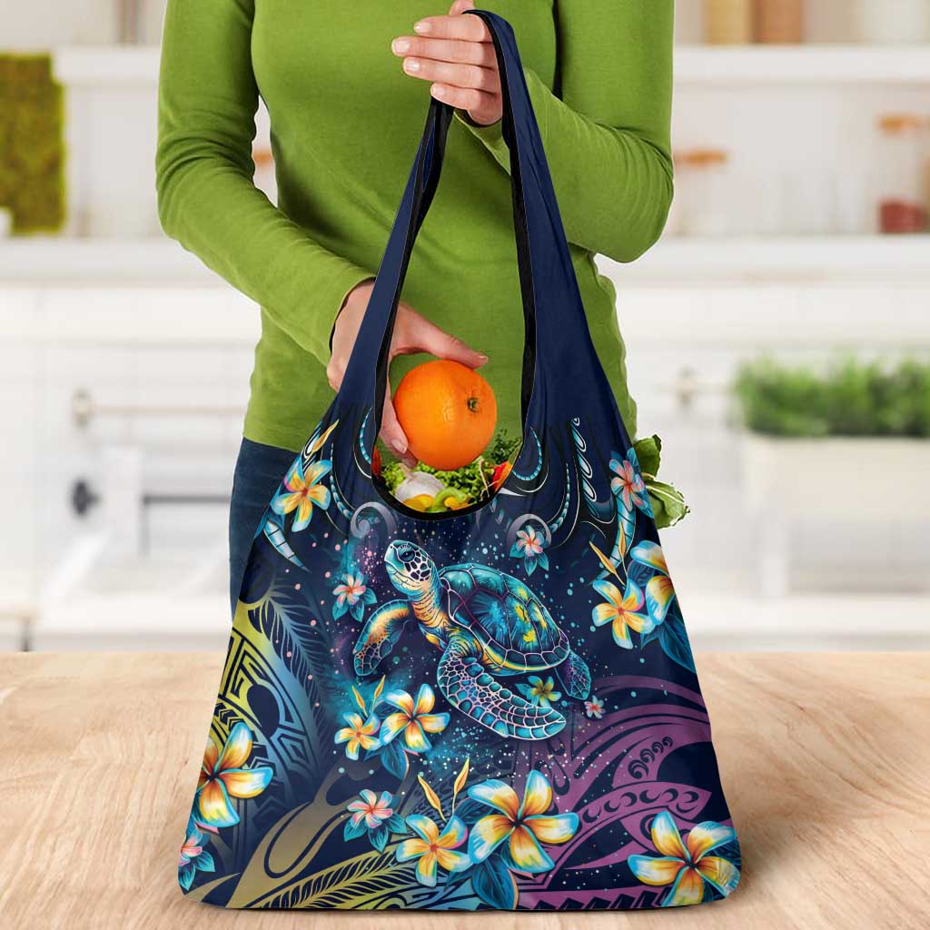 Plumeria Turtles Traditional Tribal Grocery Bag LT9 - Polynesian Pride