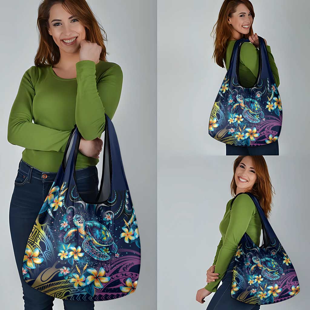 Plumeria Turtles Traditional Tribal Grocery Bag LT9 - Polynesian Pride