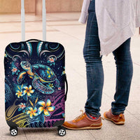 Plumeria Turtles Traditional Tribal Luggage Cover LT9 Black - Polynesian Pride