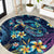 Plumeria Turtles Traditional Tribal Round Carpet