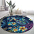 Plumeria Turtles Traditional Tribal Round Carpet