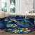 Plumeria Turtles Traditional Tribal Round Carpet