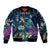 Plumeria Turtles Traditional Tribal Sleeve Zip Bomber Jacket