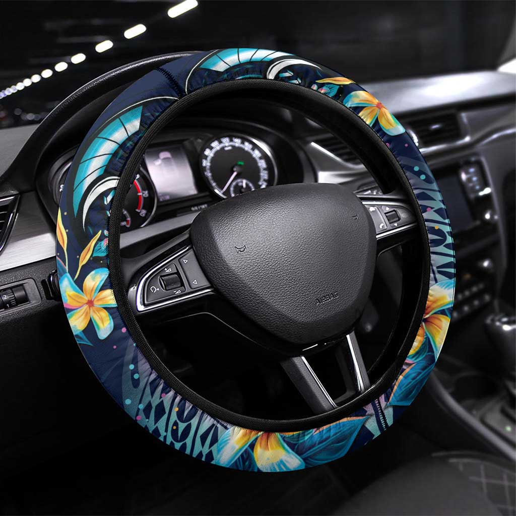 Plumeria Turtles Traditional Tribal Steering Wheel Cover