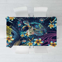 Plumeria Turtles Traditional Tribal Tablecloth LT9 Black - Polynesian Pride