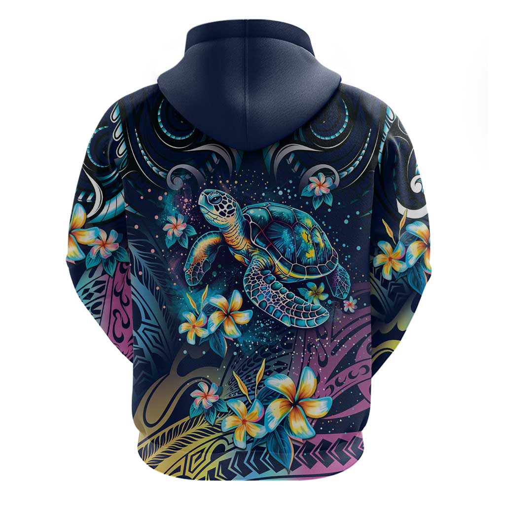 Plumeria Turtles Traditional Tribal Zip Hoodie LT9 - Polynesian Pride