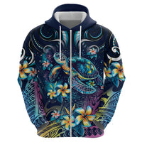 Plumeria Turtles Traditional Tribal Zip Hoodie LT9 - Polynesian Pride